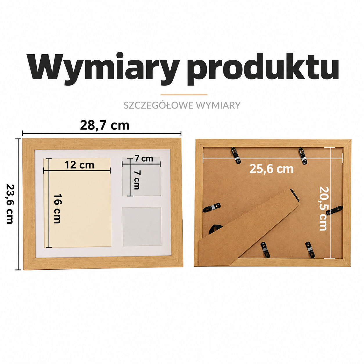 Szczegółowe wymiary ramki PawMemory: 28,7 na 23,6 cm
